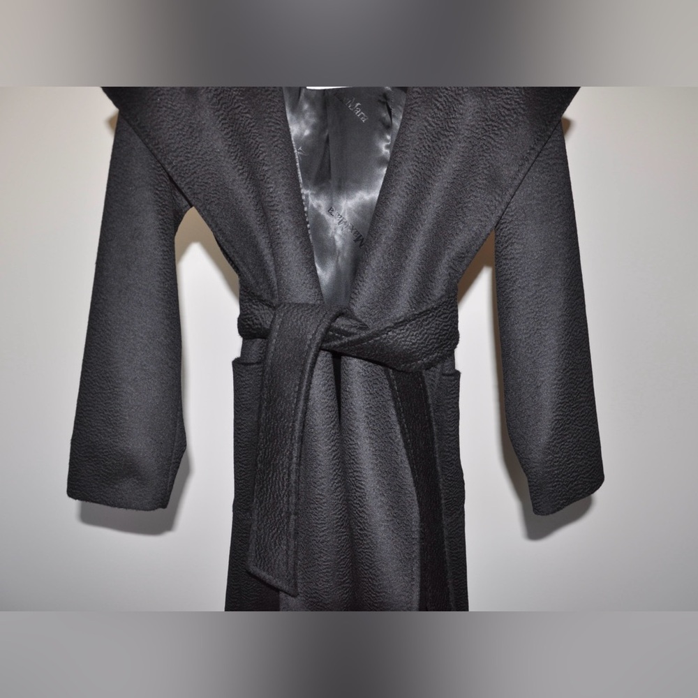 Max Mara Rialto 100% Camel Hair Black Short Hooded Coat Size 0 MSRP $3450 - Picture 7 of 12